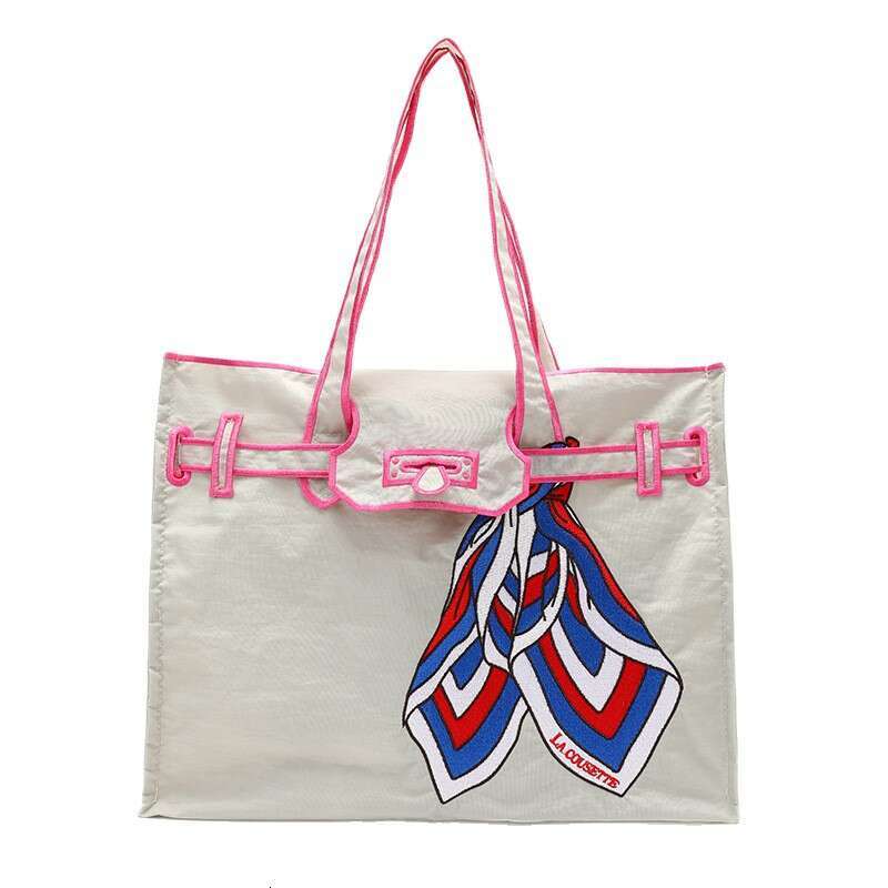 Lacousette shopping ball chain slanted canvas women's hand-held embroidered handbag simple and fashionable women's bag canvas shoulder bag g