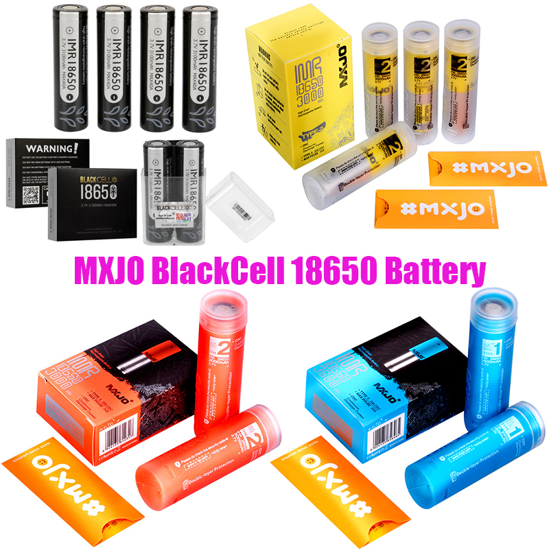 Authentic MXJO 18650 Battery Blackcell IMR18650 Type 1 2 Yellow Blue Red 3000mAh 3100mAh 3500mAh Lithium Batteries Genuine