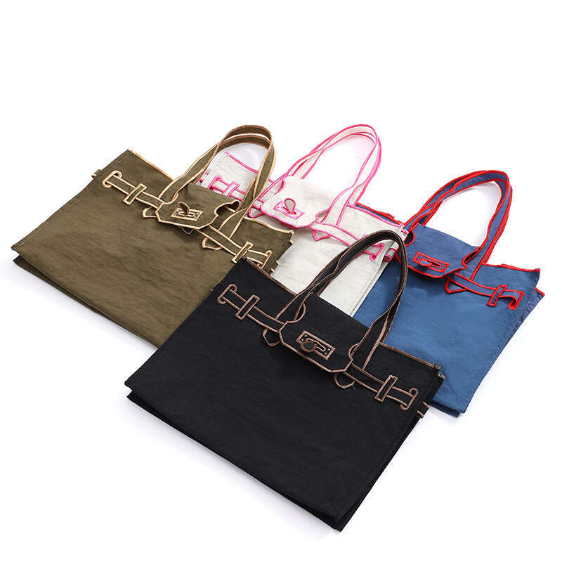 Lacousette shopping ball chain slanted canvas women's hand-held embroidered handbag simple and fashionable women's bag canvas shoulder bag g