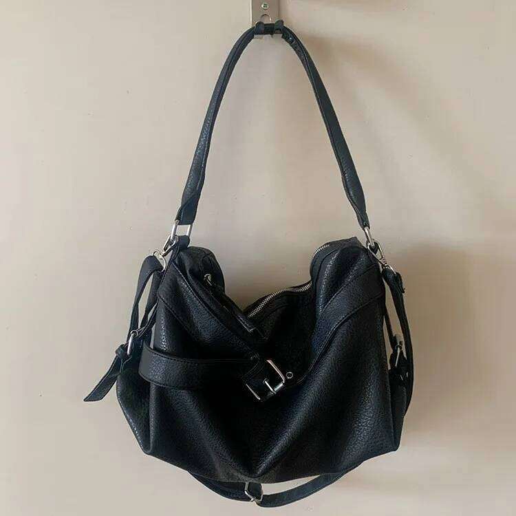 Y2k Vintage Women Crossbody PU Leather Shoulder Messenger Bag For Women's Big Tote Large Commuter Female Handbag