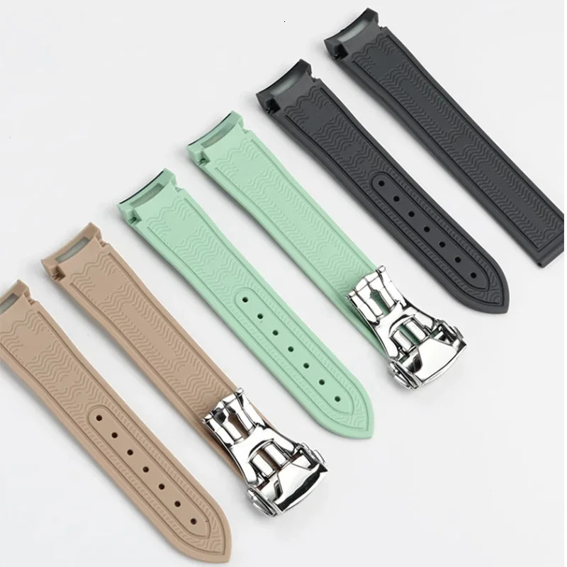 Curved End Strap 20mm for X Joint Moon Sport Silicone Rubber Folding Buckle Watch Band 300 250829