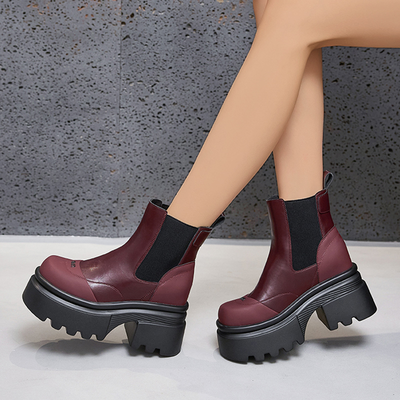 Autumn/Winter New! Women's Martin Boots - Chunky Sole, Hidden Heel, Ankle/Mid-Calf Slim Fit, Versatile Chelsea Boots