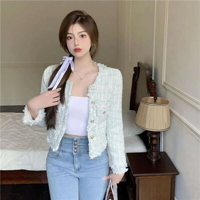 Elegant Socialite Little Chanel Style Tweed Short 2024 Women's Autumn Winter Korean Version Casual Versatile Jacket Top Trendy