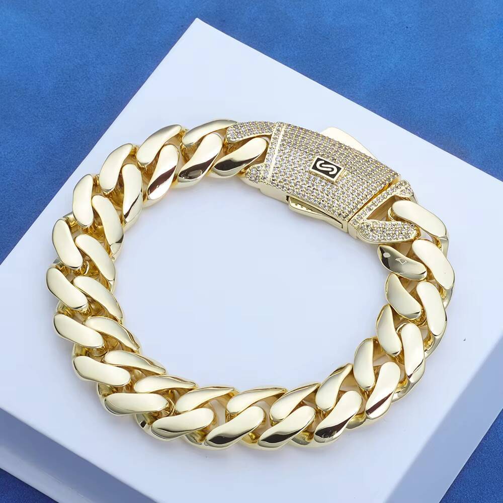 Eskeem 610mm Width Cuban Bracelet Monaco Style 925 Silver Iced Out VVS Moissanite Smooth Links Luxury Fine Jewelry