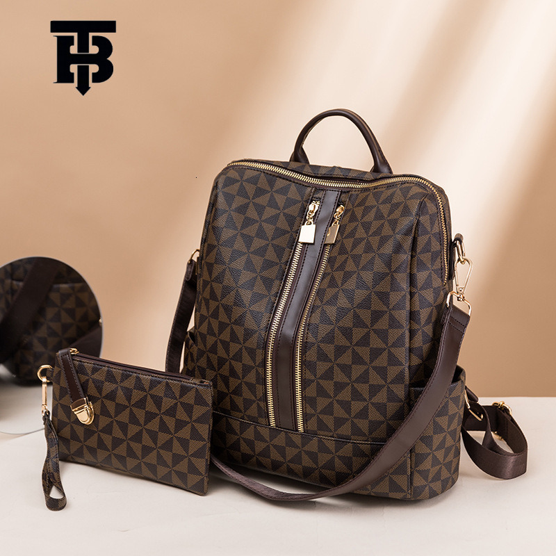 TB BHULAMTE Designer Fashion Printed Backpack Luxury Women's Bag New 2025 Korean Version Large Capacity Retro Anti-theft Backpack Multi-functiona