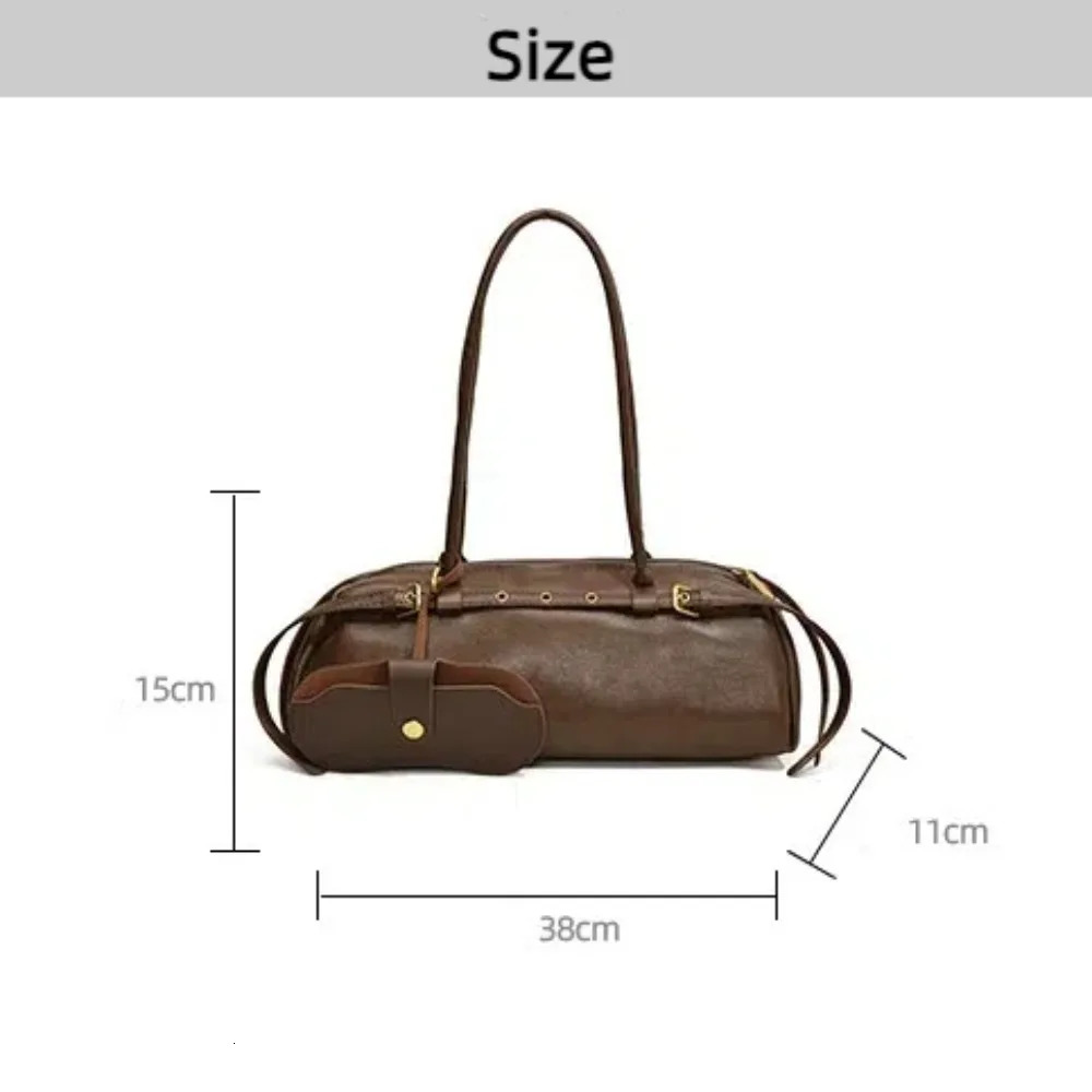 Retro PU Leather Underarm Bag Solid Color Belt Buckle Ladies Handbag Large Capacity Boston Autumn 250901