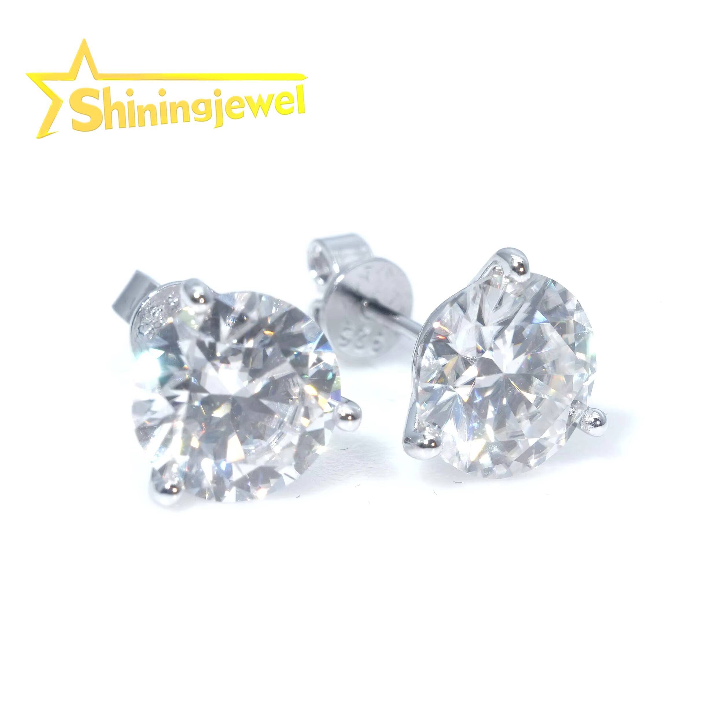 Martini Set 9.5mm Big Flashy Luxury Mens Sterling Silver Stud Earrings Round Mossianite Jewelry Lced Out Stylish Bling for Men