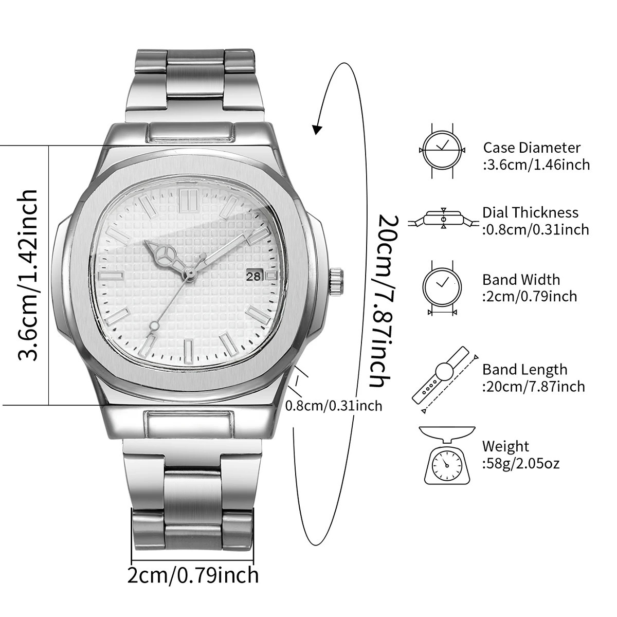 Fashion Square Men Business Watches Simple Calendar Quartz Watch for Mens Clock Reloj HombreWithout Box 250901