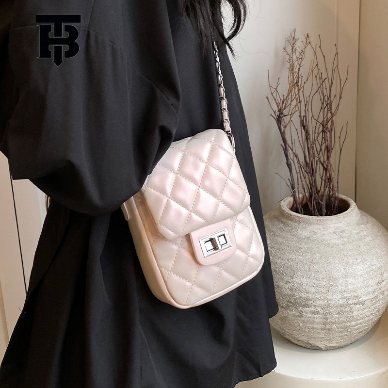 TB BHULAMTE Silver Mini Women's Vertical Handbag New Fashionable High End Quilted Chain Phone Bag Designer Luxury Summer Shoulder Cross Bag Free 