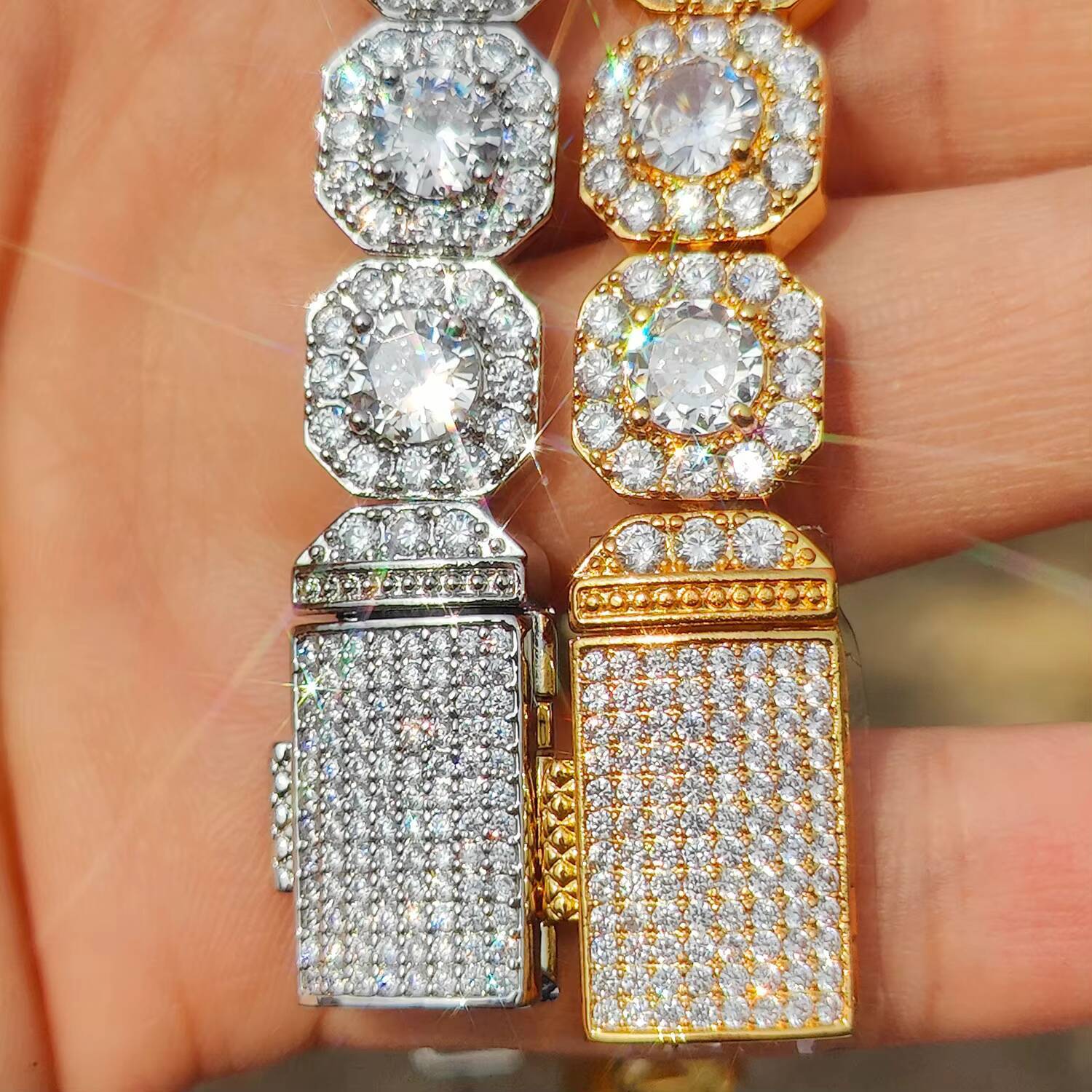 Eskeem Luxury Iced Out Tennis Necklace 925 Silver Gold Plated VVS Moissanite Chain Hip Hop Unisex Jewelry Gift