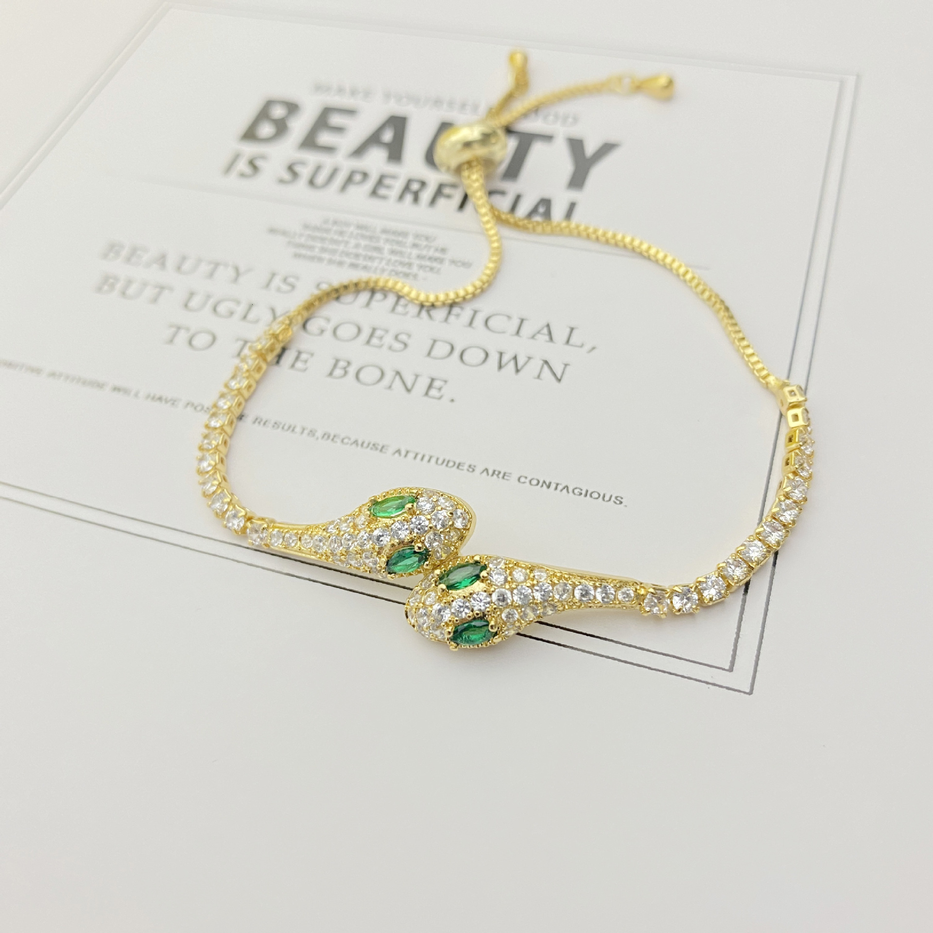 Luxury Brand Designer Jewelry New Green-Eyed Snake Light Luxury Bracelet Simple Exquisite Niche Style High-End Fashion Adjustable Bracelet For Women W