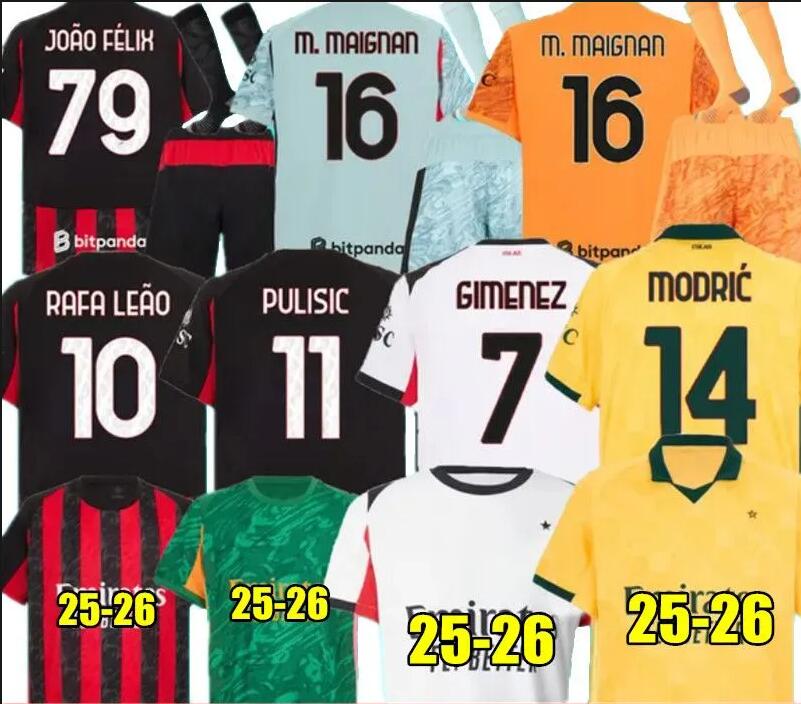 25 26 AC Maglia MODRIC Soccer Jerseys 2025 2026 Home Away Third THEO PULISIC ROMAGNOLI RAFA LEAO JOAO FELIX GIMENEZ Fan Player Men Kids Football shirts uniform 6666