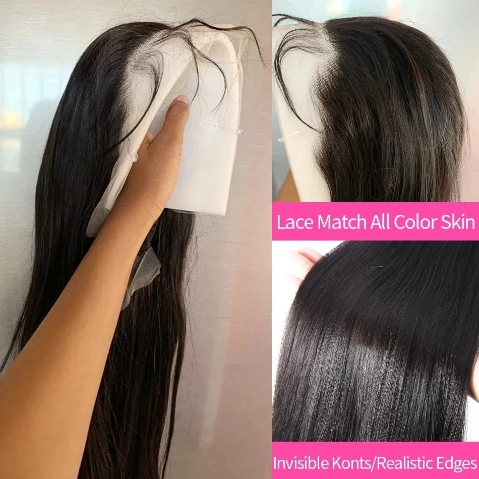 30 40 Inch Ready To Wear 13x4 13x6 Straight HD Lace Frontal Wigs High Density 360 Front Human Hair Gluelesss Closure Black Wig Pre Plucked For Women 2