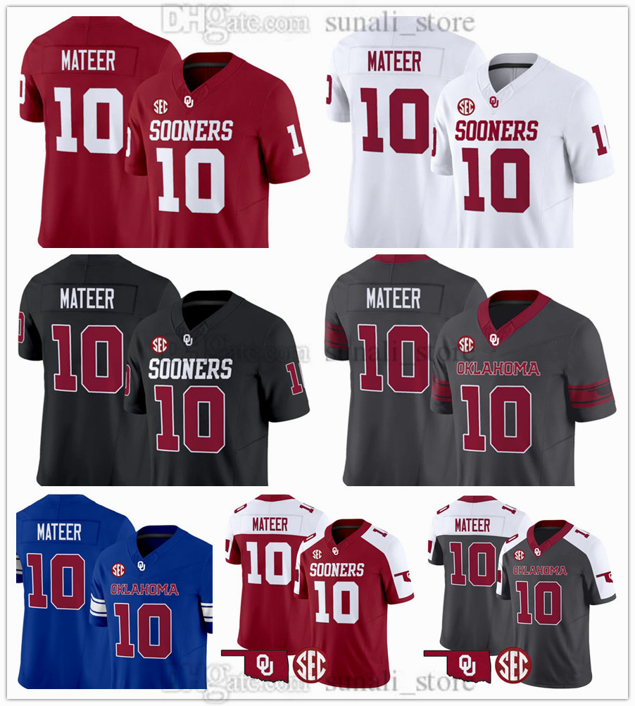 10 John Mateer Jerseys Football 2026 Men's Oklahoma College Sooners Men Women Youth All Stitched