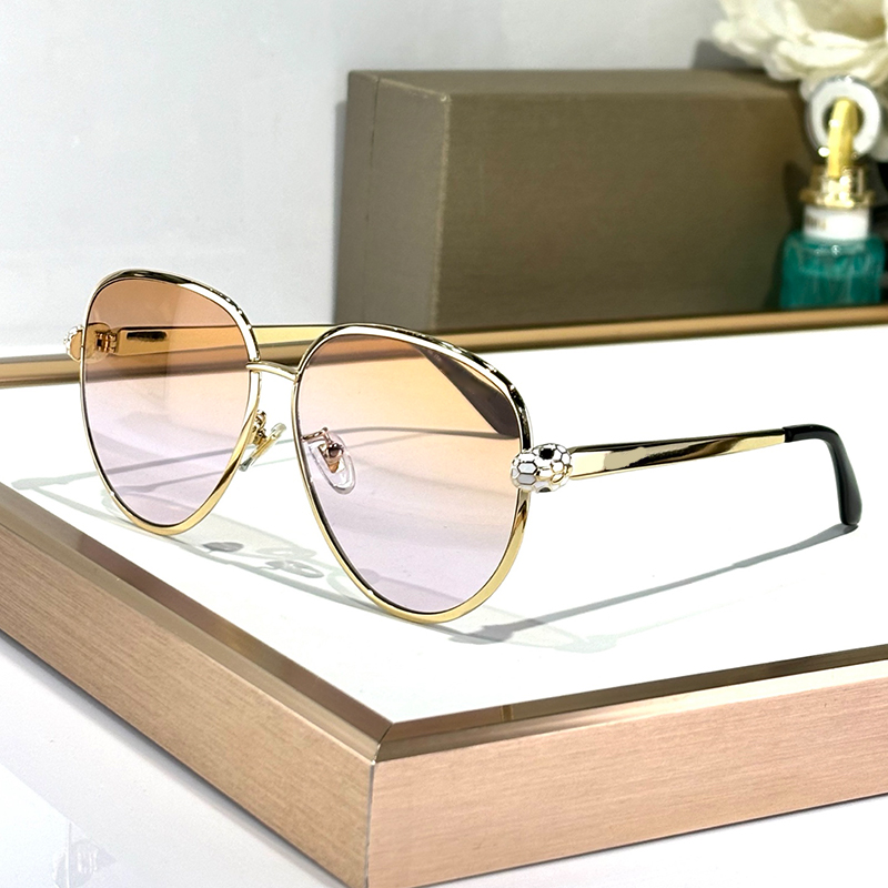 Designer sunglasses for women Serpenti Forever pilot metal Sunglasses BV 40043 gradient pink lens gold temple Leisure Vacation Street Shooting luxury sunglasses
