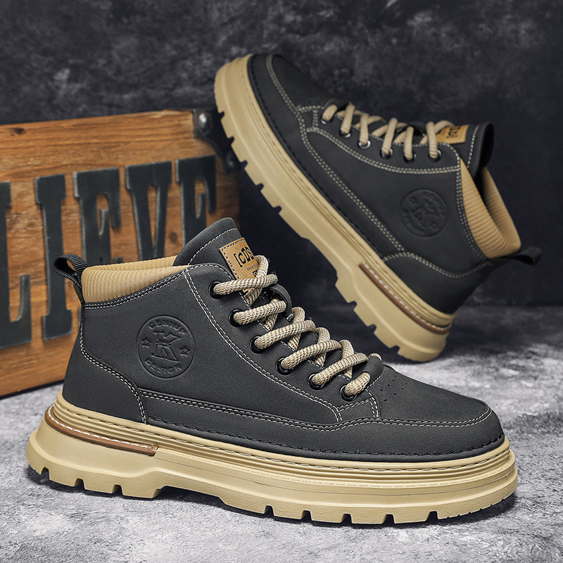 Snow Boots for Men British Style Lace Up High Top Platform Yellow Winter Shoes Man Warm Cold Proof Quality Casual Footwear Work 241125