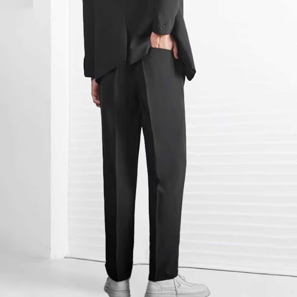 Summer high-end draped men's trousers, loose straight-leg pants, thin casual trousers, trendy wide-leg suit pants L250901