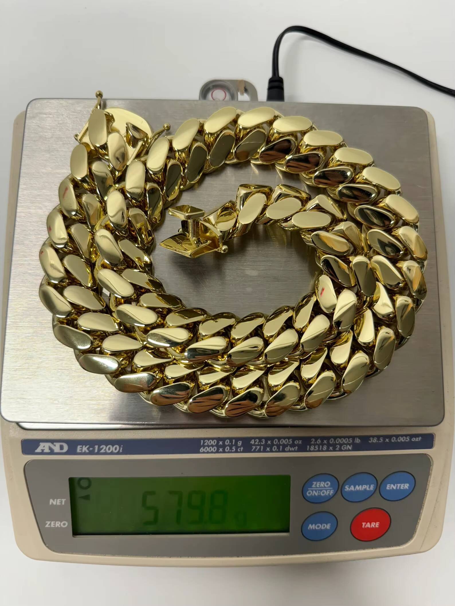 Top Selling 14K Gold Plated Sterling Silver Half Kg 22MM Hip Hop Style Cuban Link Chain For Gift Available for Factory Price