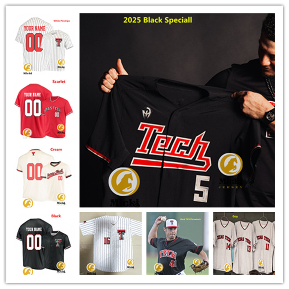 Bo Blessie 2025 NewAD Style TTU Baseball Jersey Custom Stitched Damian Bravo Jacob Rogers Brendan Lysik Ethan Coombes Cade McGarrh TexasTech RedRaiders Jerseys