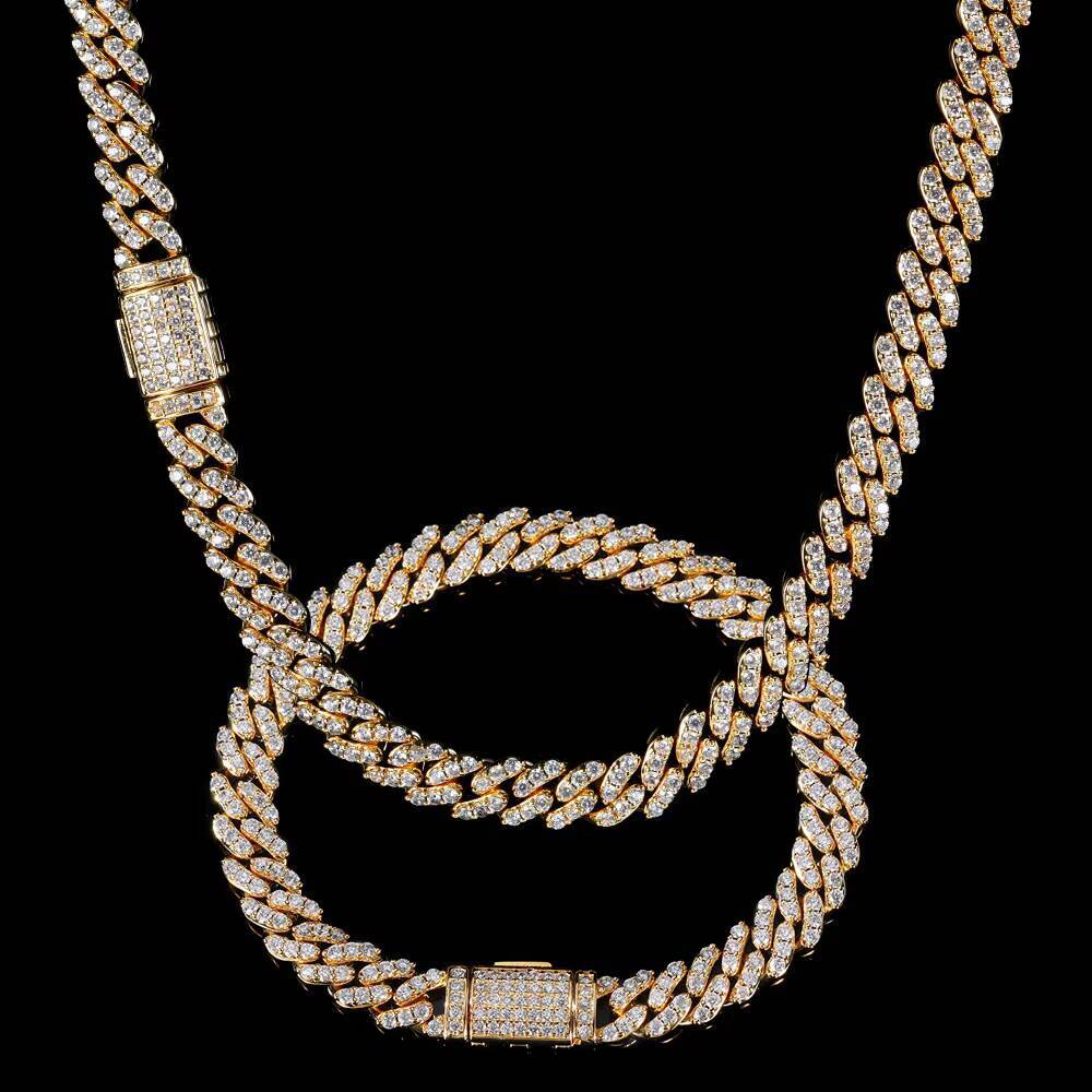 8mm Hip Hop Necklace Jewelry Bling CZ Diamond Paved Lock Box Clasp Cuban Link Chain Necklace