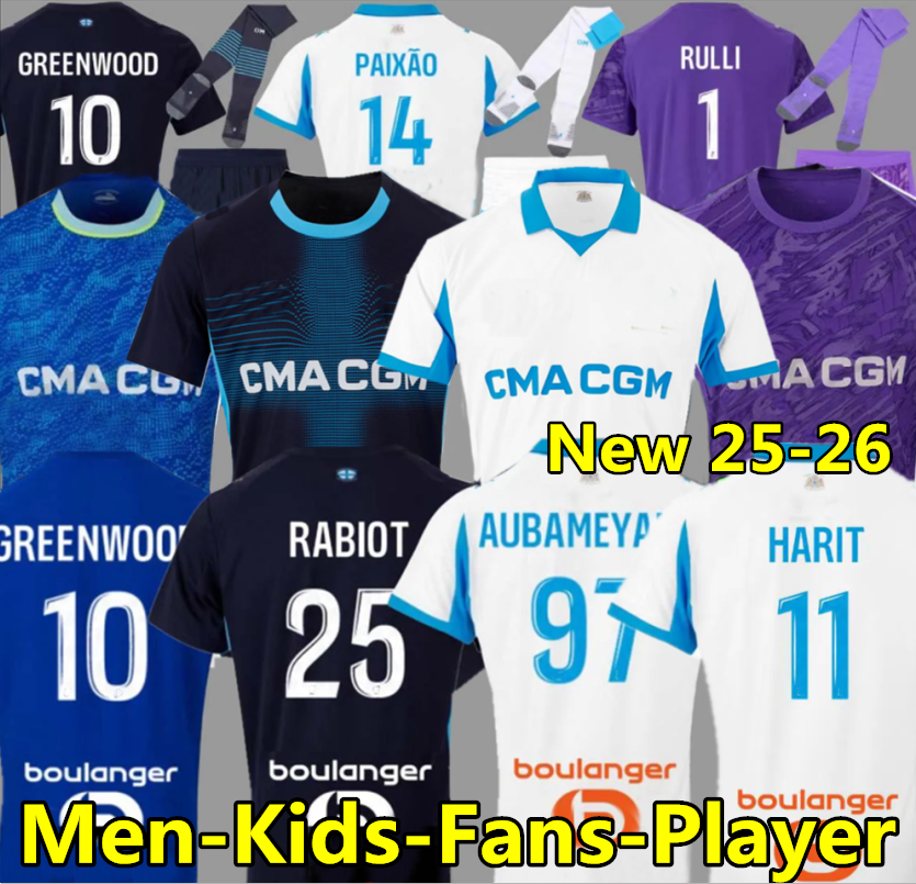 25 26 maillot de foot GREENWOOD 125th Anniversary Soccer jerseys OUNAHI harit 2025 2026 OM football shirt hommes enfants BALERDI RONGIER man and KIDS