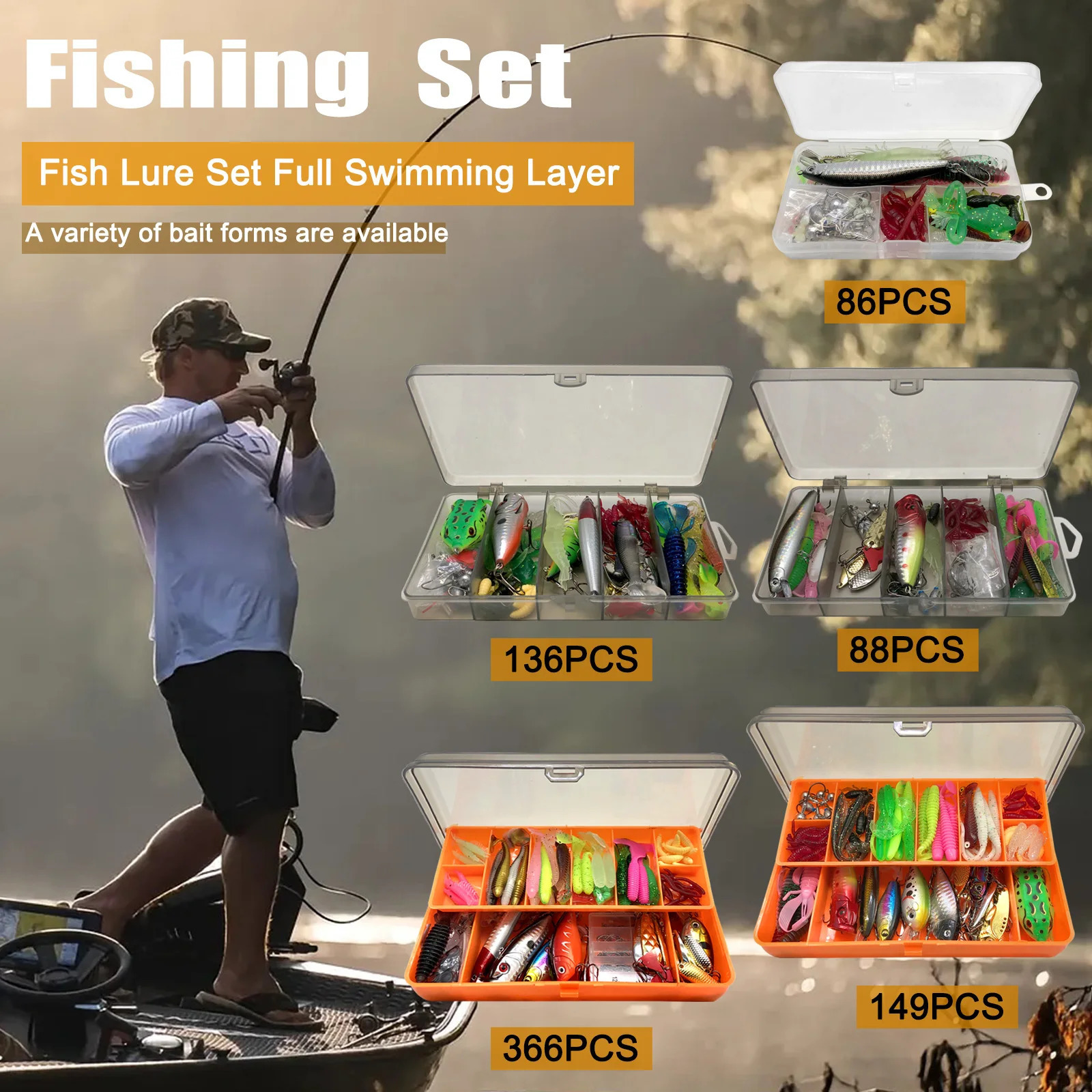 Fishing 8688136149366pcs Fishing Lure Kit For TroutPikeBass MultiLure Fishing Set Layered Tackle Pro Gear Tackle Box 250901