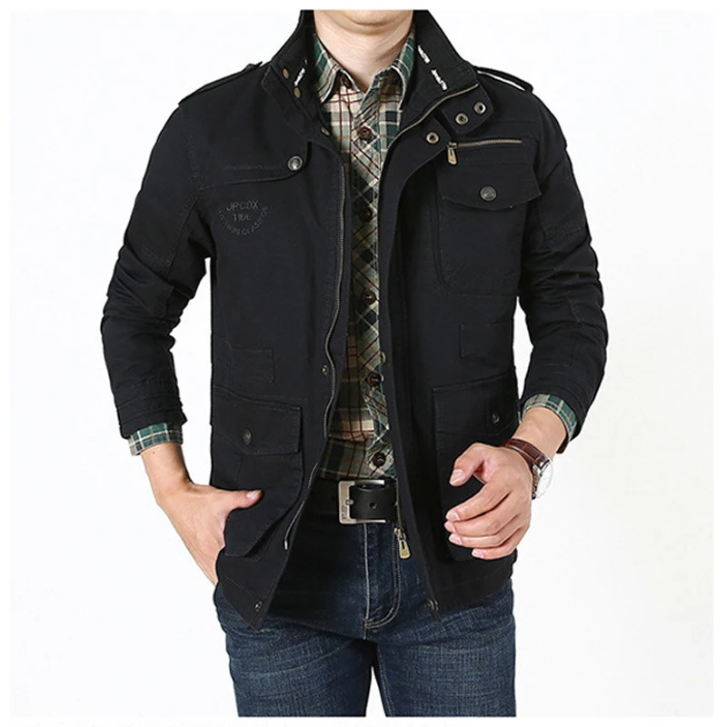 Autumn Mens Military Jacket Casual Man Stand Collar Cotton Business Coats Men Multipocket Windbreaker Jackets Clothing 7XL250831 - view 5