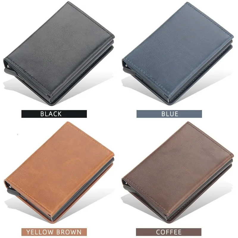 2024 Magnet Anti Rfid Blocking ID Credit Card Holder Case for Men Leather ID Bank Wallets with Magnetic Buckle Closer Cardholder250901