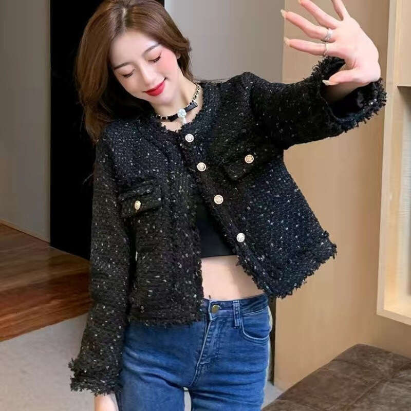 Elegant Socialite Little Chanel Style Tweed Short 2024 Women's Autumn Winter Korean Version Casual Versatile Jacket Top Trendy