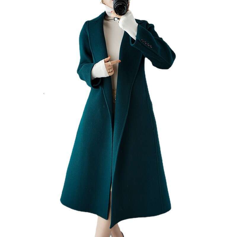 Camel Double-Sided Cashmere for Women, Long Style with Tie, Korean Version, Loose Straight Cut, New Autumn and Winter Woolen Coat