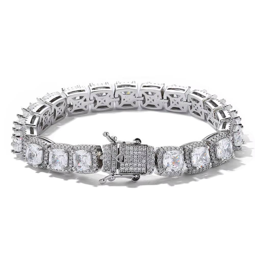 Wholesale 10mm Iced Out CZ Diamond Necklace Men Punk Style Chunky Zircon Cluster Tennis Chain Necklace Hip Hop Jewelry