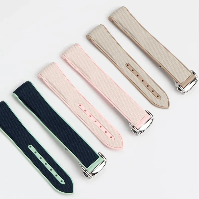 Curved End Strap 20mm for X Joint Moon Sport Silicone Rubber Folding Buckle Watch Band 300 250829