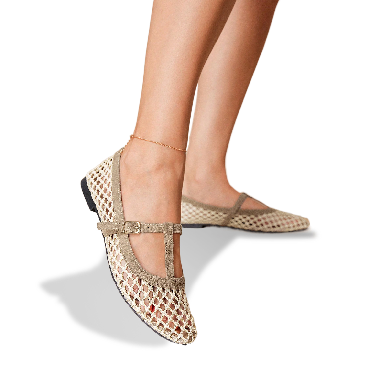 Sandals Khaki women's flats New resort style Wear BOHO outfit American retro style with T-strap design shallow square toe casual and comfortable 