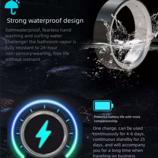 Smart Ring Black/Sier/Invisible/Brushed Sier/Gold/Rose tech73 Gold Size 4 To 15