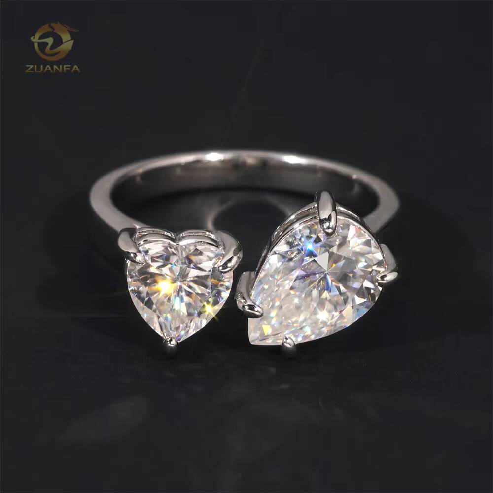 Women Fashion Jewelry VVS White Gold Plated 925 Dilver Moissanite Diamond Ring GRA Certificate Engagement Rings Heart Pear Cut