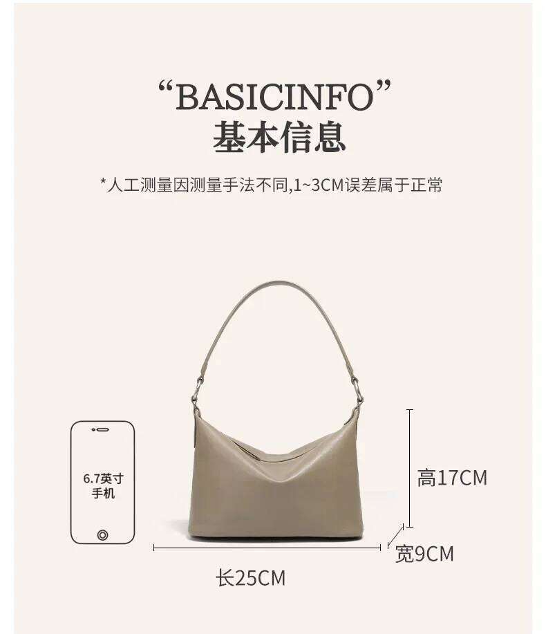 Ladies' 2025 Summer Vintage Veg-Tanned Cowhide Hobo Bag - Classic & Versatile Crossbody For Commuting Women's Shoulder Handbag