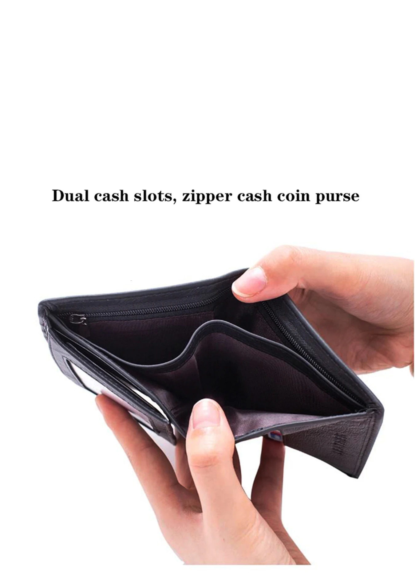 Mens Wallet business vertical Man Genuine Leather Wallet Zipper Card Holder Money Bag Antitheft RFID Wallet Male Coin Purse250901