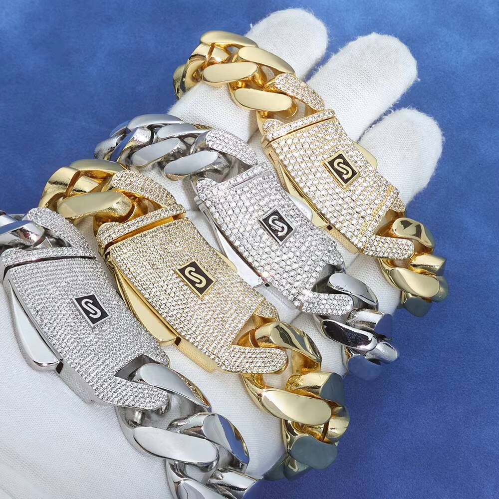 European American Trendyy HipHop 14K Gold Glossy Cuban Chains Necklace Mens Versatile Personalized Fashion Accessories