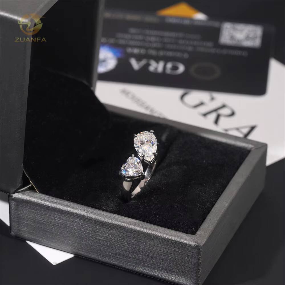 Women Fashion Jewelry VVS White Gold Plated 925 Dilver Moissanite Diamond Ring GRA Certificate Engagement Rings Heart Pear Cut