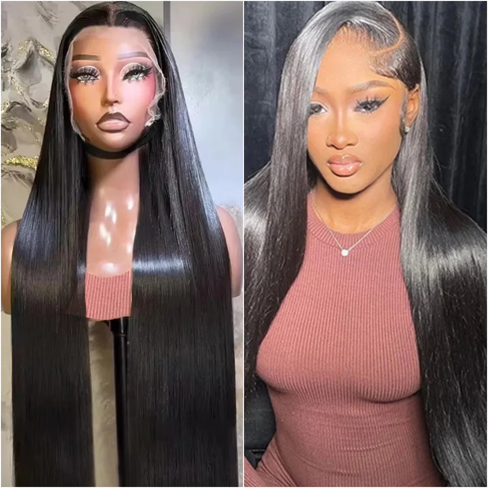 200% Glueless Wigs Ready To Wear Preplucked Hairline Black Bone Straight Wig Human Hair High Density Pre Cut 13x6 Hd Lace Closure Wigs For Women