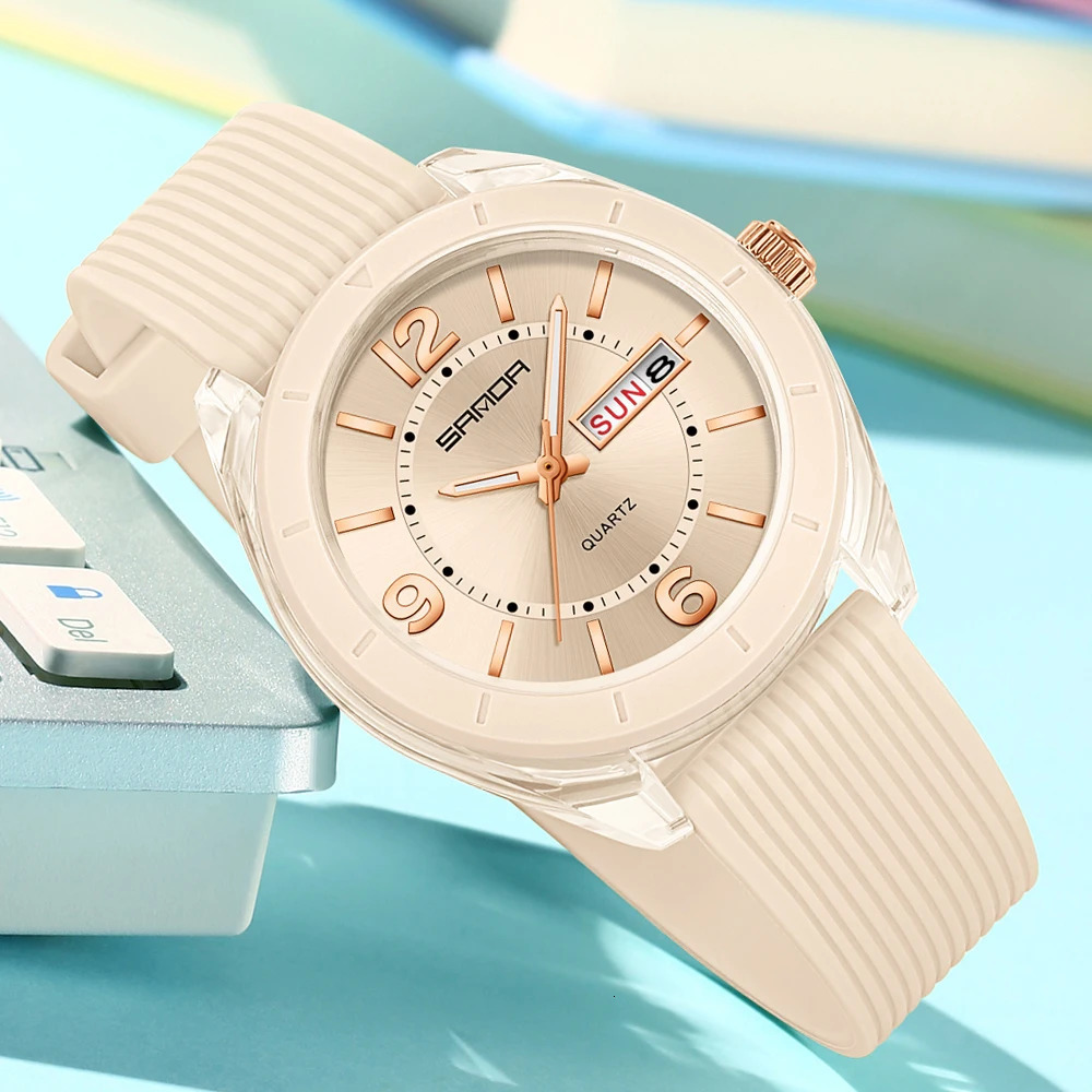 SANDA Quartz Watch for Women Waterproof Auto Date Week Elegant Ladies Wristwatch Waterproof Analog Womens Watches 250901