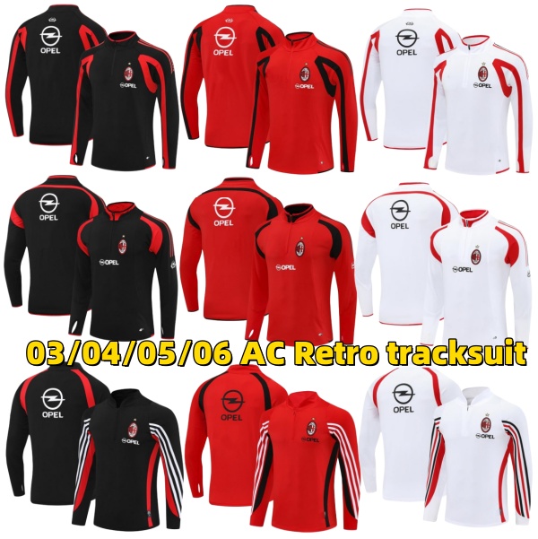 Retro AC soccer jerseys 03 04 05 06 classic Vintage tracksuit top Ronaldo KAKA RONALDINHO Maldini men milanes shirts 2003 2004 2005 2006 long sleeves training suit