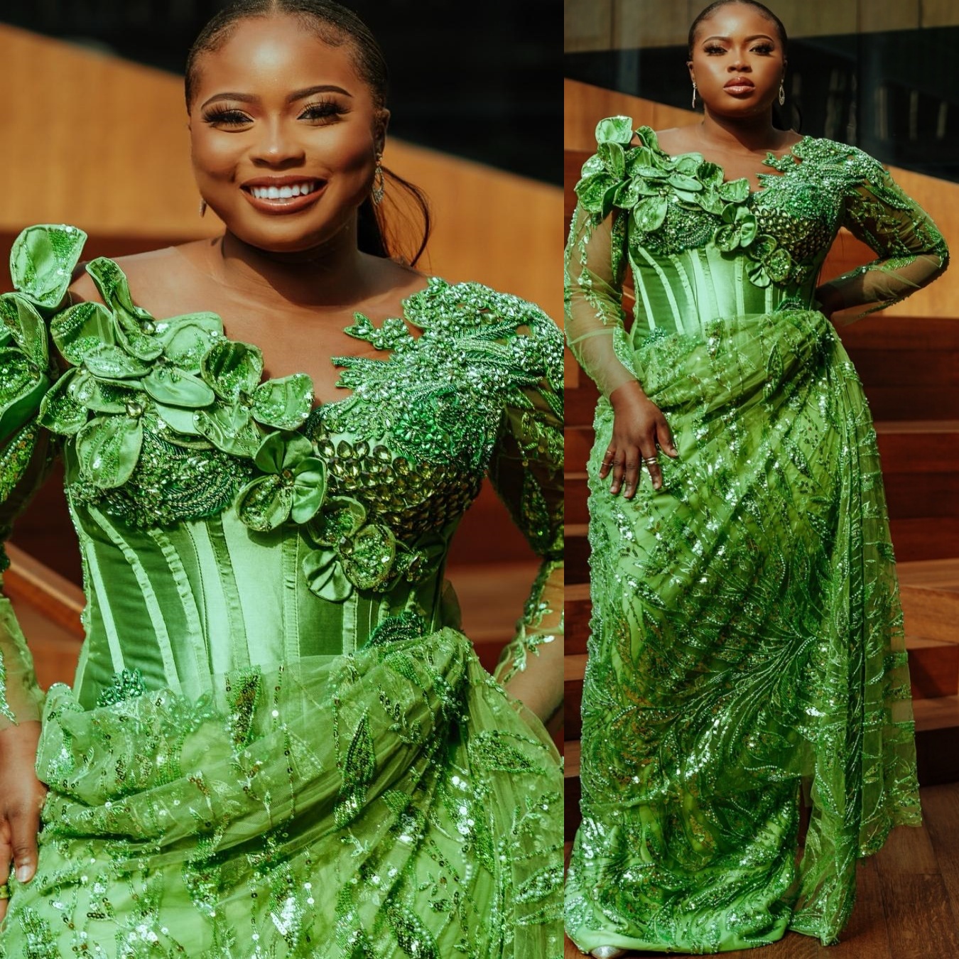 Aso Ebi Green Sheath Prom Dresses 2025 Flowers Crystals Lace African Evening Formal Party Second Birthday Engagement Gowns Plus Size Dress For Special