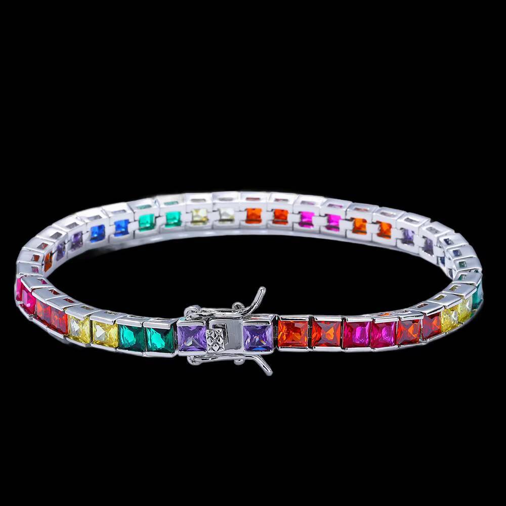 Luxury Geometric CZ Tennis Chain Necklace Square 5A Cubic Zirconia Iced Out Bling Necklace Safety Clasp Party Jewelry for Women