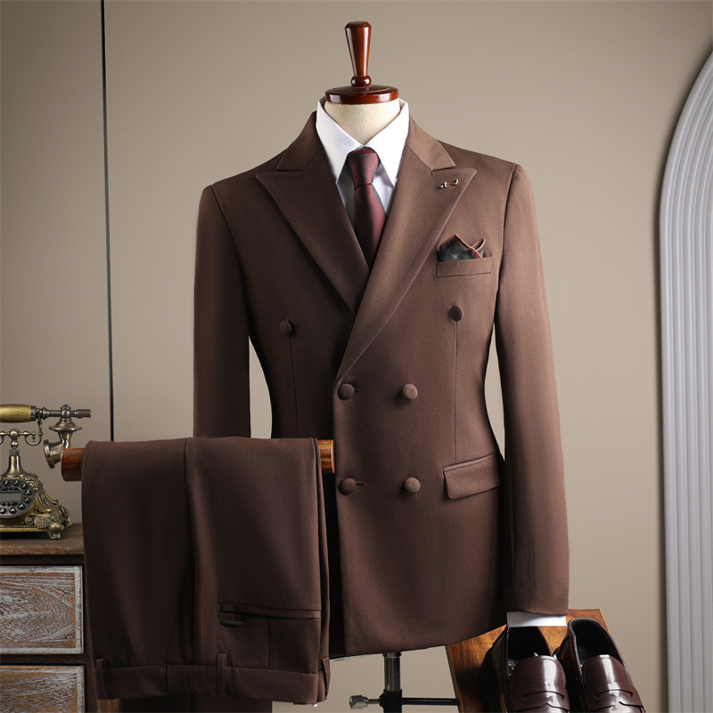 H854Men's three-piece suit double-breasted casual men's suit groom