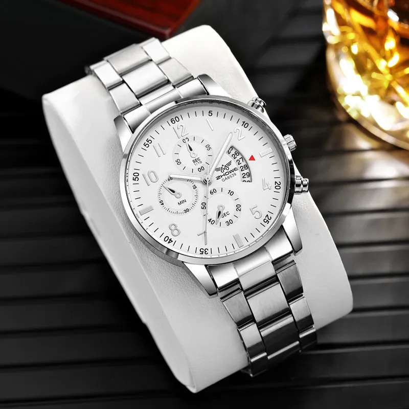 1PC Mens Watch Fashion Business Calendar Mens Steel Belt Watch Mens Christmas Valentines Day Gift 250901