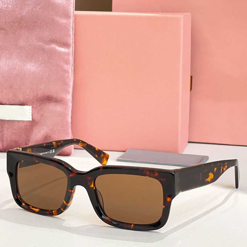 Luxury brand designer womens rectangular sunglasses black acetate full frame UV400 protection high quality women goggles daily sun shading travel MU 03UV with box