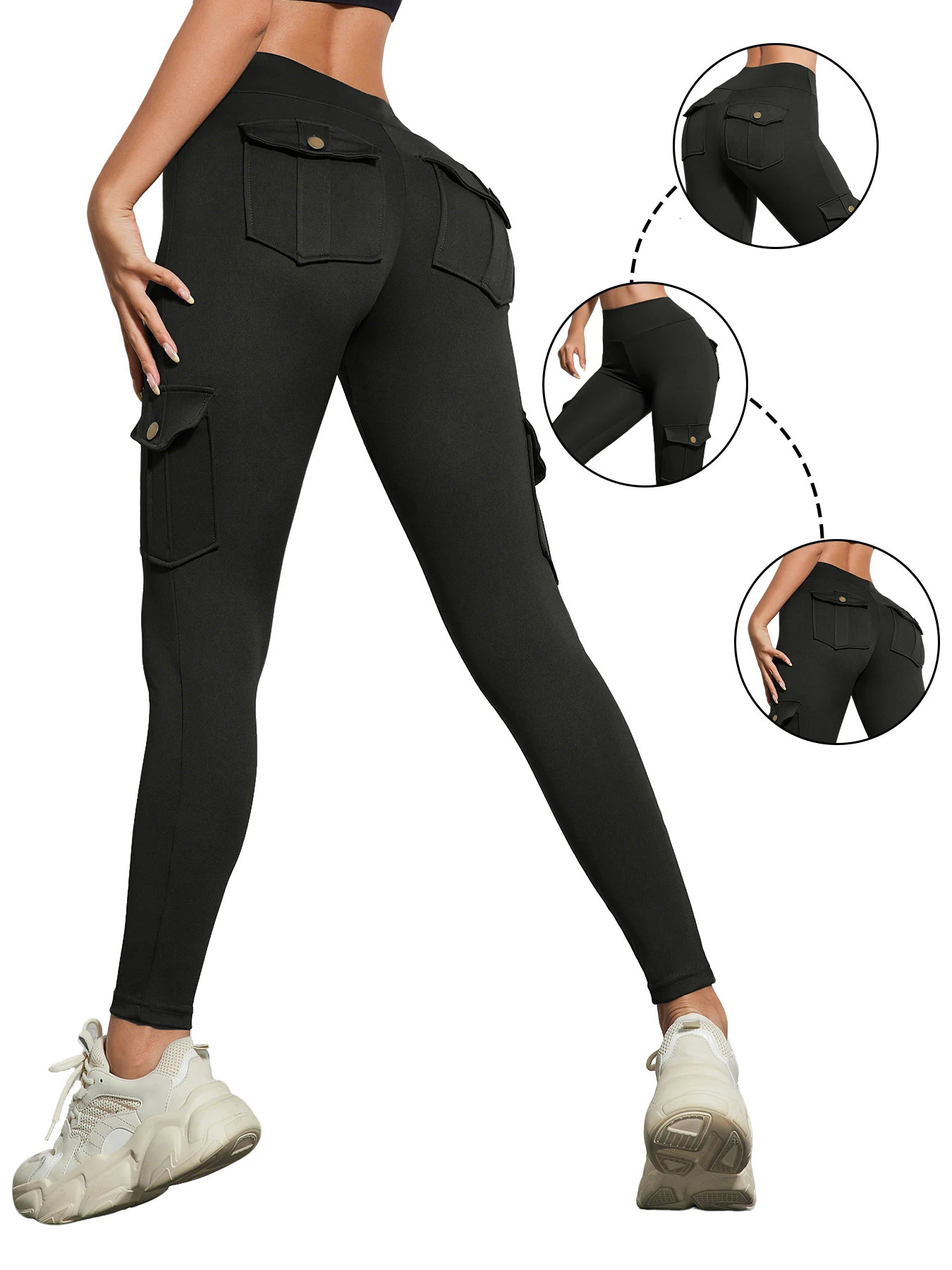 13 PCS Washed Print Work Pocket Women Leggings Elastic Butt Lifting Fitness Tights 2025 Athletic Pants Fashion Streetwear 250901