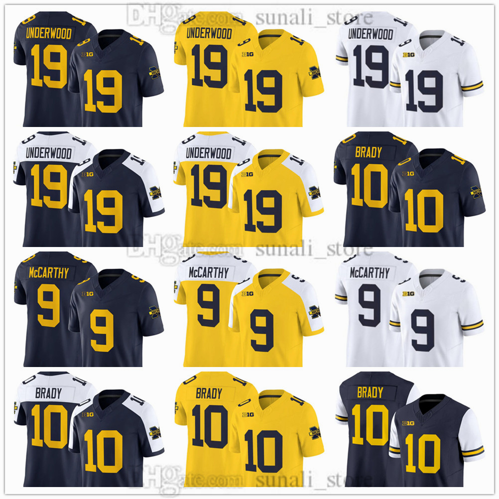19 Bryce Underwood Jerseys Football 2026 Men's MichiganWolverines College 9 J.J. McCarthy 10 Tom Brady Men Women Youth All Stitched