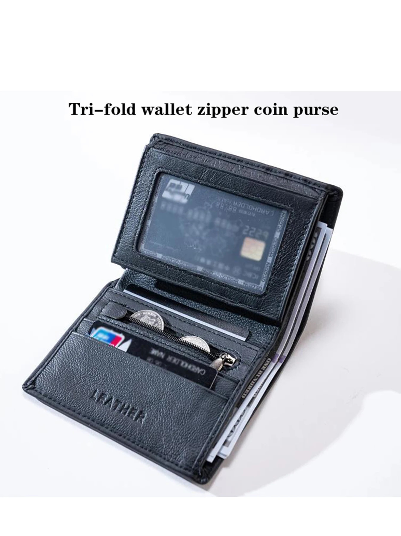 Mens Wallet business vertical Man Genuine Leather Wallet Zipper Card Holder Money Bag Antitheft RFID Wallet Male Coin Purse250901